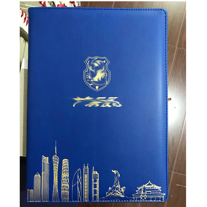 皮套和内页可分开的笔记本定做-蓝色封皮烫哑金效果