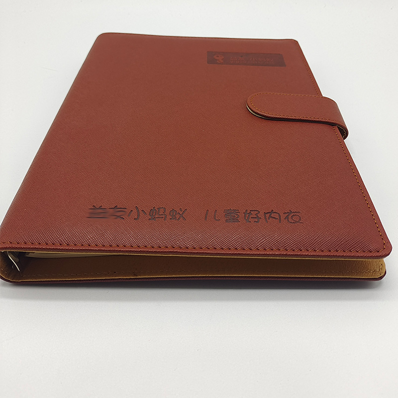 棕色9孔活页企业定做款面料纹路展示