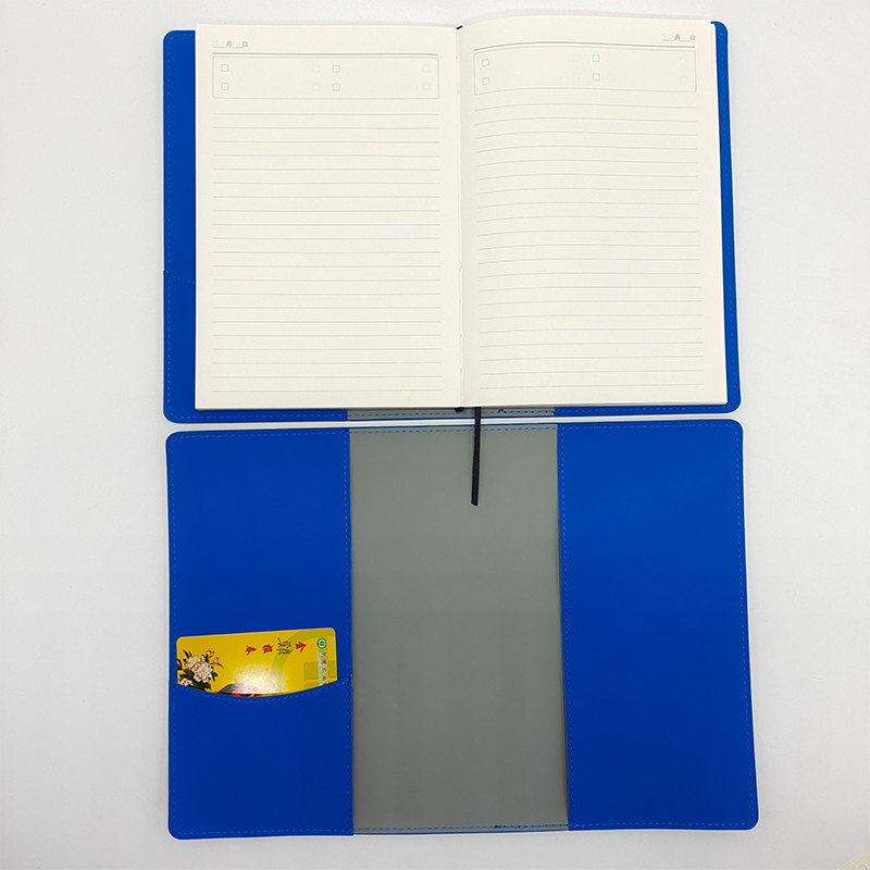 蓝色PU皮笔记本软皮封面20厘米刻度尺可替换内页商务记事本