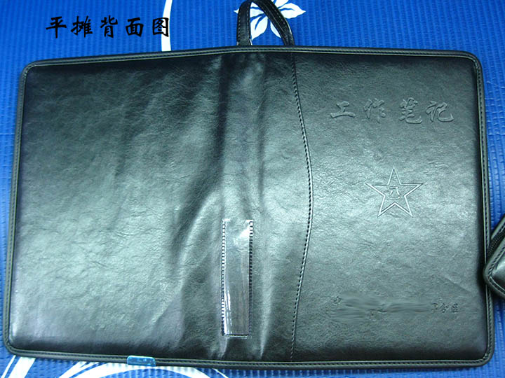 腰头透明膜卡片位 - 可放置说明卡片或企业 LOGO- 拼接封面黑色办公公文包