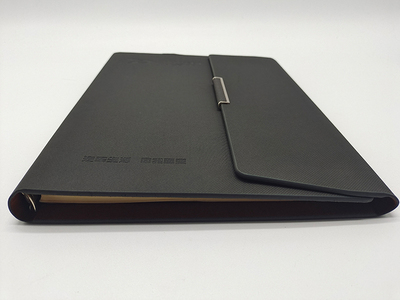 三折9孔油边活页记事本 - 带笔插名片袋商务办公笔记本